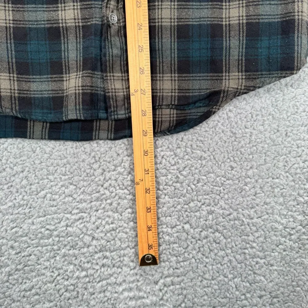 True Religion Flannel Shirt Mens M Green Plaid Western Triple Needle